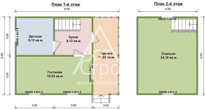 Планировка Каркасный дом Кингисепп первый и второй этаж