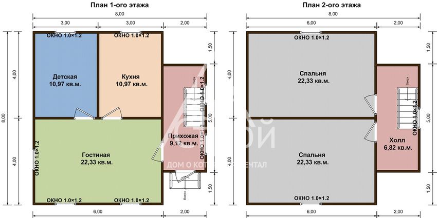 Планировка Каркасный дом Светлый первый и второй этаж