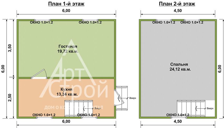 Планировка Дом из бруса Сосновый бор первый и второй этаж