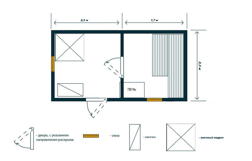 Планировка Мобильная баня 4х2.3 первый и второй этаж